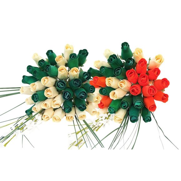 3 Dozen Irish Flag Saint Patty Day Flower Bouquet The Original Wooden Rose - Picture 8 of 8